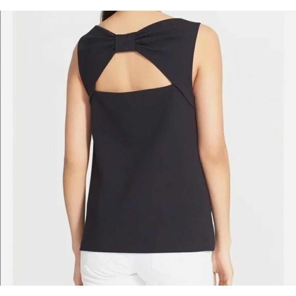 KATE SPADE NEW YORK $275 Bow Back Ponte Top in Black Size sz 4